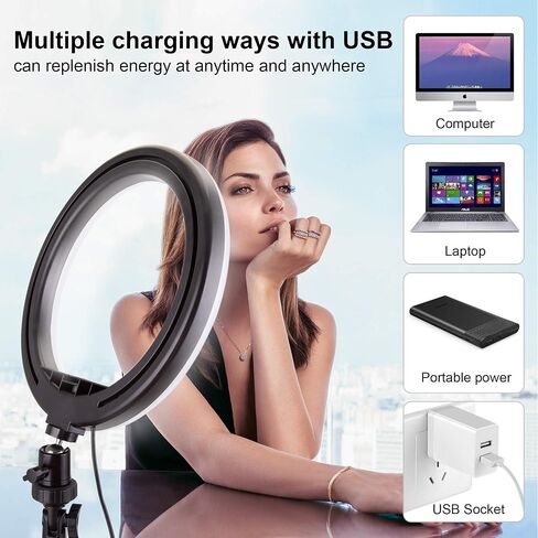 Ring Light, LP 10" Selfie Ring Light with Adjustable Tripod Stand and Phone Holder, Dimmable Led Ring Light for Photography/Live Stream/Make UpYouTube Video, Compatible with iPhone & Android Phone in Saudi Arabia
