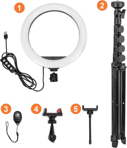 Ring Light, LP 10" Selfie Ring Light with Adjustable Tripod Stand and Phone Holder, Dimmable Led Ring Light for Photography/Live Stream/Make UpYouTube Video, Compatible with iPhone & Android Phone in Saudi Arabia