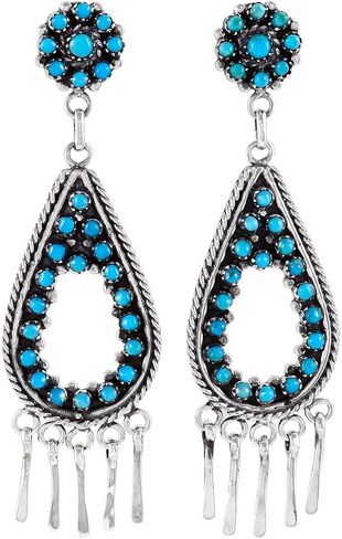 Turquoise Earrings 925 Sterling Silver & Genuine Gemstone in Saudi Arabia