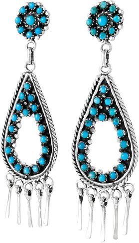 Turquoise Earrings 925 Sterling Silver & Genuine Gemstone in Saudi Arabia