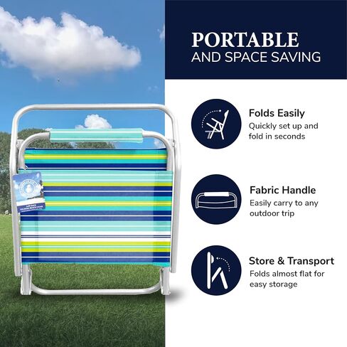 Caribbean Joe Folding Beach Chair, 1 Position Lightweight and Portable Foldable Outdoor Camping Chair, Teal in Saudi Arabia