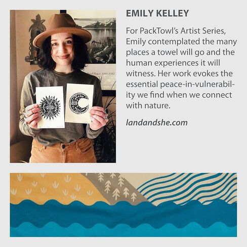 منشفة التخييم والسفر الشخصية فائقة الخفة من الألياف الدقيقة من PackTowl، منتصف الليل، الوجه 14.00 بوصة × 10.00 بوصة in Kuwait