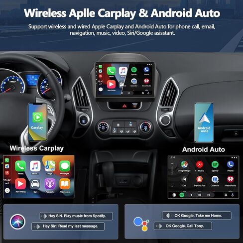 راديو ستيريو للسيارة 1+32 جيجابايت لسيارة Hyundai Tucson 2010-2015 مع Carplay اللاسلكي Android Auto Touch Screen راديو السيارة بلوتوث مع نظام تحديد المواقع والملاحة HiFi WiFi FM RDS + كاميرا احتياطية AHD in Saudi Arabia