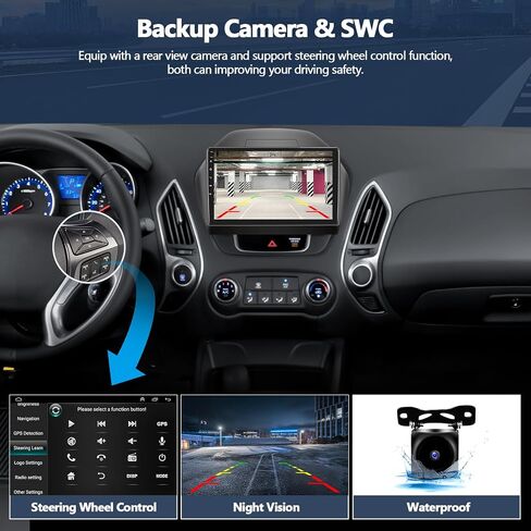 راديو ستيريو للسيارة 1+32 جيجابايت لسيارة Hyundai Tucson 2010-2015 مع Carplay اللاسلكي Android Auto Touch Screen راديو السيارة بلوتوث مع نظام تحديد المواقع والملاحة HiFi WiFi FM RDS + كاميرا احتياطية AHD in Saudi Arabia