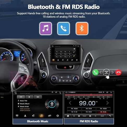 راديو ستيريو للسيارة 1+32 جيجابايت لسيارة Hyundai Tucson 2010-2015 مع Carplay اللاسلكي Android Auto Touch Screen راديو السيارة بلوتوث مع نظام تحديد المواقع والملاحة HiFi WiFi FM RDS + كاميرا احتياطية AHD in Saudi Arabia