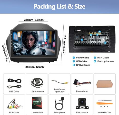 راديو ستيريو للسيارة 1+32 جيجابايت لسيارة Hyundai Tucson 2010-2015 مع Carplay اللاسلكي Android Auto Touch Screen راديو السيارة بلوتوث مع نظام تحديد المواقع والملاحة HiFi WiFi FM RDS + كاميرا احتياطية AHD in Saudi Arabia