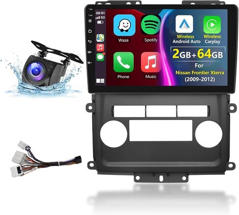 2+64G Android Stereo for Nissan Frontier Xterra 2009-2012 support Wireless Carplay Android Auto, 9" Touchscreen GPS Navigation Bluetooth USB WiFi FM/RDS Radio Receiver AHD Backup Camera + External Mic in Saudi Arabia