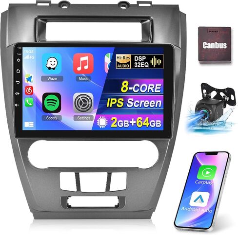 [8-Core 2+64G] Car Radio for Ford Fusion Mustang Mondeo 2009-2012 - 10.1 Inch IPS Touchscreen Android 13 Radio - Wireless Carplay and Android Auto/WiFi/DSP 32EQ/59 UI + AHD Backup Camera + Canbus in Saudi Arabia
