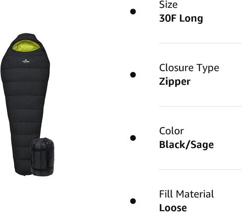 Teton LEEF Lightweight Mummy Sleeping Bag for Camping, Hiking, Backpacking; Cold Weather Option, Compression Sack Included in Kuwait