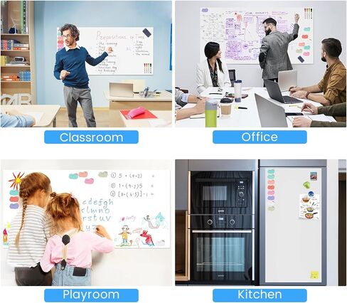 مجموعة ورق الاتصال بالسبورة البيضاء المغناطيسية، 47.2 بوصة × 23.6 بوصة، لوحة بيضاء كبيرة قابلة للتقشير والعصا للمسح الجاف للثلاجة والجدار، ملصق سبورة بيضاء قابل للإزالة مع ملصقات مغناطيسية in Kuwait