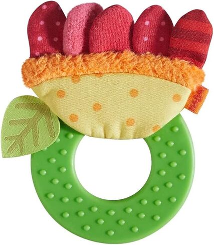 HABA Teether Chomp Champ Flower Teether - Soft Activity Toy with Crackling Foil Petals & Plastic Teething Ring for Babies Ages Birth and Up in Saudi Arabia
