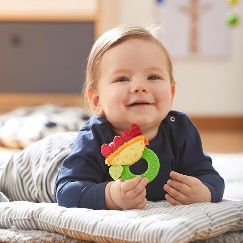 HABA Teether Chomp Champ Flower Teether - Soft Activity Toy with Crackling Foil Petals & Plastic Teething Ring for Babies Ages Birth and Up in Saudi Arabia
