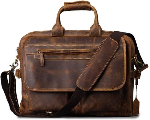 Vintage Buffalo Hide Office Briefcase 17 Inch Laptop Bag, Mens Messenger Shoulder Bags, College School Satchel Handbag in Saudi Arabia