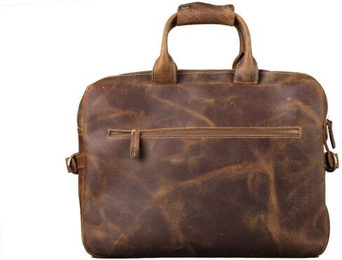 Vintage Buffalo Hide Office Briefcase 17 Inch Laptop Bag, Mens Messenger Shoulder Bags, College School Satchel Handbag in Saudi Arabia