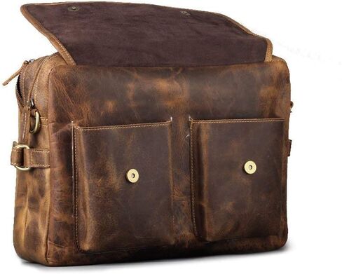Vintage Buffalo Hide Office Briefcase 17 Inch Laptop Bag, Mens Messenger Shoulder Bags, College School Satchel Handbag in Saudi Arabia