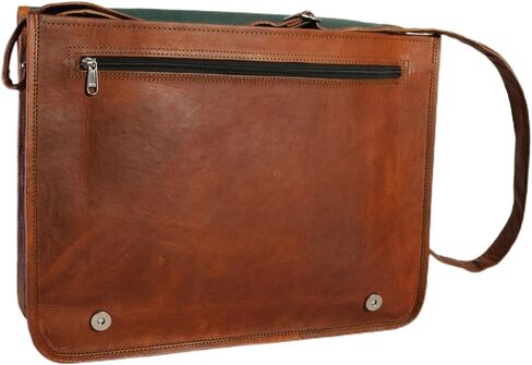 Leather Flap Messenger Laptop Bag Padded Compartment Padded Back Square Satchel in Saudi Arabia