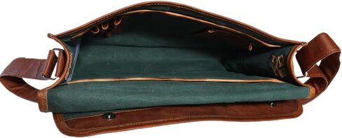 Leather Flap Messenger Laptop Bag Padded Compartment Padded Back Square Satchel in Saudi Arabia