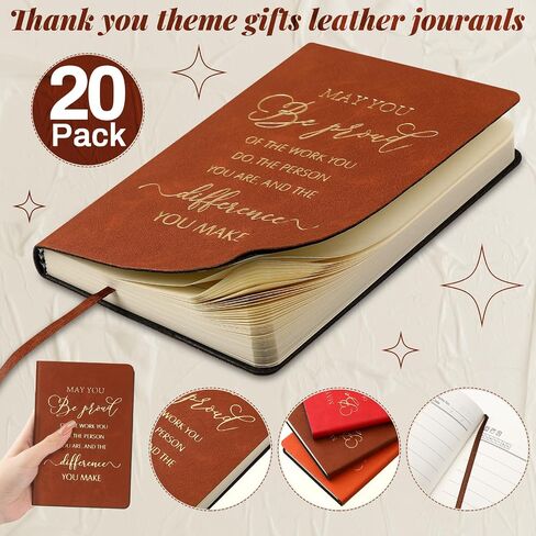 20 Pcs Thank You Gift Proud Leather Journal Notebook Bulk 3.8 x 5.1 Inch Employee Appreciation Gift Notepad Small Inspirational Notebook for Coworker Staff Volunteer Christmas (Simple) in Saudi Arabia