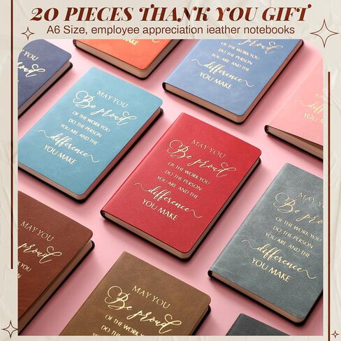 20 Pcs Thank You Gift Proud Leather Journal Notebook Bulk 3.8 x 5.1 Inch Employee Appreciation Gift Notepad Small Inspirational Notebook for Coworker Staff Volunteer Christmas (Simple) in Saudi Arabia