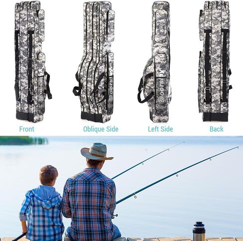 doorlay Fishing Bag Portable Folding Fishing Tackle Storage Bags Oxford Fishing Rod Case Fishing Pole Bag Carry Organizer Outdoor Waterproof for Fishing Camping Hiking Traveling in Kuwait