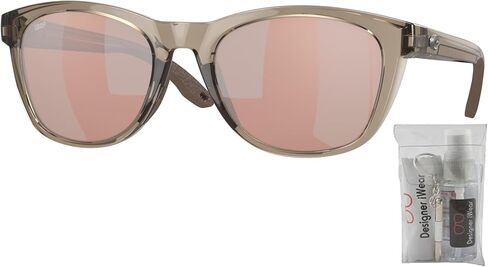 Costa Del Mar Aleta 6S9108 910804 54MM Taupe Crystal/Copper Silver Mirror Polarized Round Sunglasses for Women + BUNDLE With Designer iWear Complimentary Eyewear Kit in Saudi Arabia