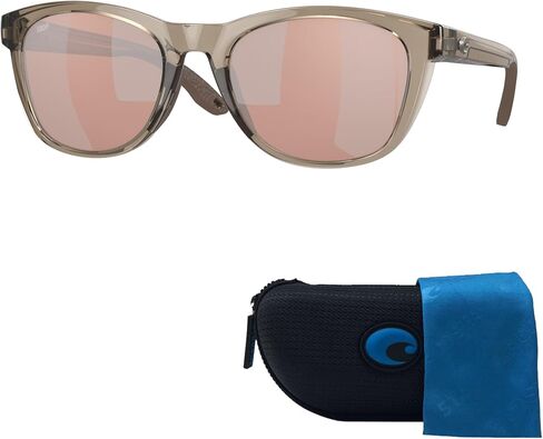 Costa Del Mar Aleta 6S9108 910804 54MM Taupe Crystal/Copper Silver Mirror Polarized Round Sunglasses for Women + BUNDLE With Designer iWear Complimentary Eyewear Kit in Saudi Arabia