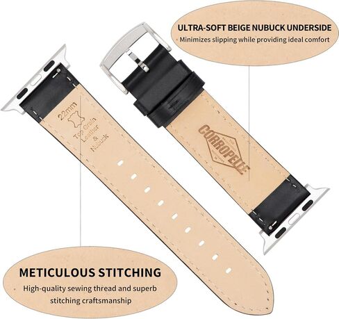 Watch Bands Compatible with Apple Watch 38mm 40mm 41mm 42mm 44mm 45mm 49mm, Top Grain Leather Replacement Straps Compatible with all iWatch Series 9 8 7 6 5 4 3 2 1 SE SE2 Ultra Ultra2 in Saudi Arabia