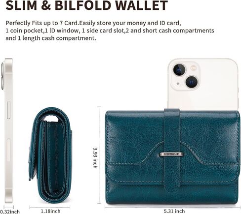 HKCLUF Small Wallets for Women RFID Blocking Wallets Bifold Leather Wallets Ladies Card Holder Zip Coin Purse With ID Window(darkblue) in Saudi Arabia