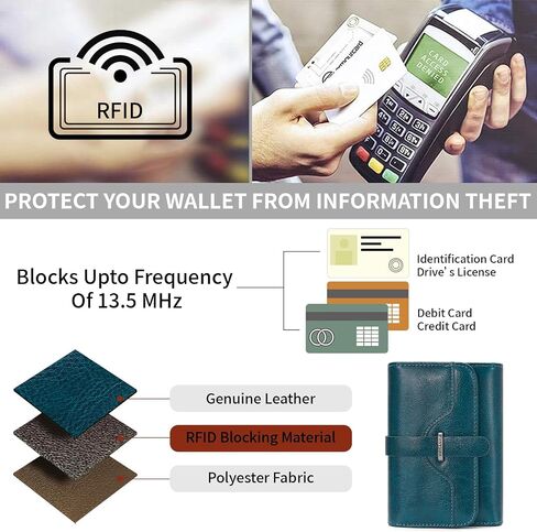 HKCLUF Small Wallets for Women RFID Blocking Wallets Bifold Leather Wallets Ladies Card Holder Zip Coin Purse With ID Window(darkblue) in Saudi Arabia