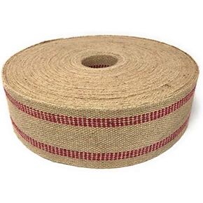 3.5" Jute Webbing for Upholstery and Crafts (9 lb Black Stripe Jute, 72 Yards)