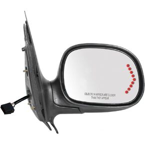 Fit System Driver Side Mirror for Ford Expedition, Lincoln Navigator. LED Arrow Turn Signal, Black w/PTM Cover, Foldaway, Power