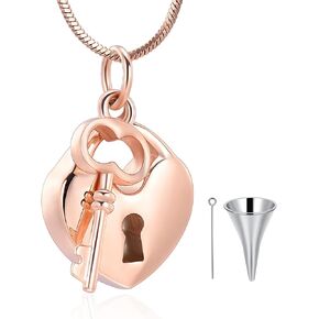Cremation Jewelry Urn Necklaces for Ashes Key with My Heart Stainless Steel Urn Pendant Memorial Ash Holder Keepsake Necklace