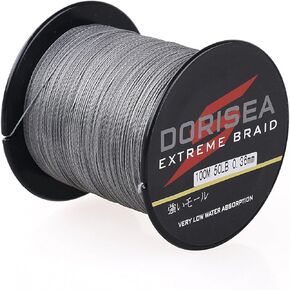 Dorisea Extreme Braid 100% Pe Grey Braided Fishing Line 109Yards-2187Yards 6-550Lb Test Fishing Wire Fishing String-Abrasion Resistant Incredible Superline