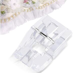 Kalevel Pearl and Sequin Foot Sewing Machine Beaded Presser Foot Compatible with Low Shank Snap-On Domestic Singer, Brother, Janome, Babylock, Elna, Euro-Pro, Simplicity, White, Juki, New Home