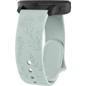 Meliya Flower Engraved Bands Compatible with Garmin Vivoactive 5 / Vivoactive 3 Watch Band, Garmin Venu 2 Plus / Venu Sq / Venu Watch Bands Women Men, Soft Silicone Sport Replacement Strap for Garmin Vivoactive 5, Vivoactive 3 Music, Venu Sq2, Venu Sq Mus