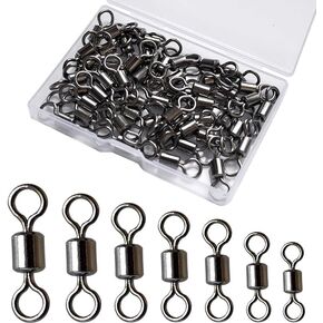 Vinfutin Fishing Rolling Swivels Ball Bearing Swivel Snap Connector,Stainless Steel Black Nickel Bearing Swivels Hook line Connector for Saltwater Freshwater Test 29-282lb