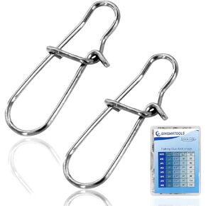 SINGMATOOLS 100 Pack Fishing Duo Lock Snap Fishing Snaps and Clips Freshwater Saltwater Fishing Gear Hooked Snap Speed Clips Fishing Lures Connector Quick Change Fishing Snap