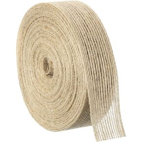 uxcell 1 Roll Natural Burlap Fabric Ribbon 1/4 Inch Burlap Wired Ribbon Tan Jute Linen Rustic Ribbon Rolls for DIY Crafts Home Decoration