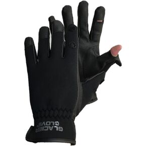 Glacier Glove Elite Angler Slit Finger Gloves - Black