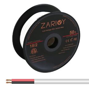 100 Feet 18 Gauge 2 Conductors Red Black Wire with Fire Resistant CL2 White Jacket, 18AWG Hookup Electrical Wire LED Strips Extension Cord Cable for LED Ribbon Lamp Tape Lighting