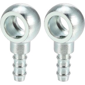 ACROPIX 12mm Diameter 7.7 mm OD Banjo Hose Barb Bolt Fittings Universal Banjo Fitting Fuel Line Adapter Connector for Motorcycle Car Silver Tone - Pack of 2