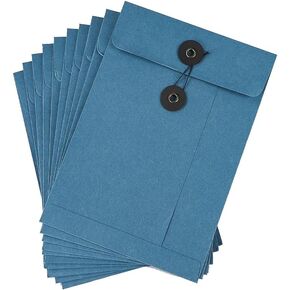 10 Pcs Vintage Kraft Paper File Folder Thickened A5 Filing Envelope Project Photo Pockets Reusable Document Wallet Bag with String Tie Closure for Office Home