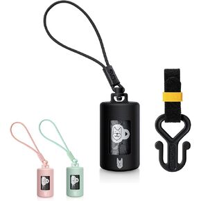 Retractable Dog Waste Bag Dispenser and Bag Holder Kit, Dog Poop Bag Dispenser, Retractable Waste Bag Dispenser, Lightweight Poop Bag Holder, Stretchy Strap Fits Any Dog Leash (Green)