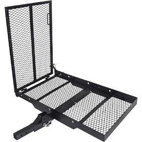 ECOTRIC Hitch Cargo Carrier with Ramp Foldable Hitch Mount Wheelchair Carrier Mobility Scooter Ramp 500 Lbs Weight Capacity