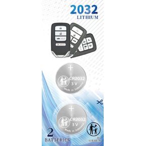 2 Pack CR2032 Remote Key FOB Battery Compatible with Honda 2013-2021+ Accord Civic CR-V HR-V Odyssey Fit Pilot Prox Smart Key Fob fits with FCC ID KR5V2X