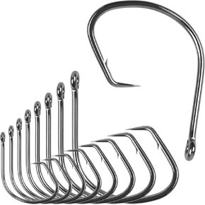 Circle Hooks Saltwater,Offset Catfish Circle Hooks Octopus Fishing Hooks Carbon Steel Barbed Hooks for Saltwater Freshwater,Size 1-10/0