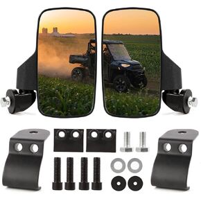 UTV Side Mirrors Compatible With Polaris General Ranger XP 570 900 1000 and Can-Am Defender Maverick Trail Adjustable break-Away Rear View Side Mirror for Profiled Tube