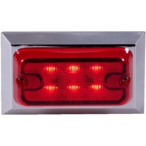 Maxxima M20321R Red Rectangular LED Clearance Marker Light with Chrome Trim