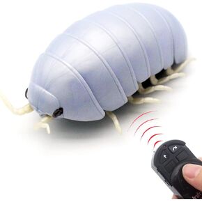 لعبة Tipmant RC Bug للتحكم عن بعد، لعبة Pillbug الإلكترونية للحيوانات، لعبة الحشرات، سيارة للأطفال، هدايا عيد ميلاد (أبيض)