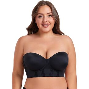 Women's Longline Strapless Bra Underwired Full Coverage Corset Bra Push Up Boned Hide Back Fat